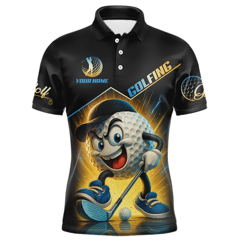 Blisscorners Funny Golf Ball Mens golf polo shirts custom name black golf shirt, best team golf shirts LM2007