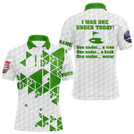 Blisscorners Funny Mens golf polo shirts green and white custom I was one under today, under a tree, bush, water LM3006