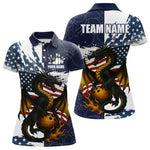 Blisscorners Red, White and Blue American Flag Dragon Bowling Shirts For Men Custom Patriotic Bowling Team Jerse LM2007