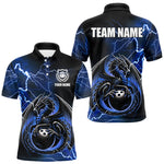 Blisscorners Personalized Black And Blue Thunder Lightning Dragon Bowling Shirts For Men, Bowling Team Uniform LM2007