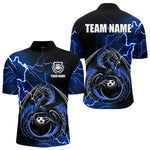 Blisscorners Personalized Black And Blue Thunder Lightning Dragon Bowling Shirts For Men, Bowling Team Uniform LM2007