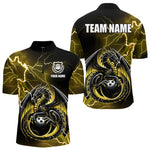 Blisscorners Personalized Black And Yellow Thunder Lightning Dragon Bowling Shirts For Men, Bowling Team Uniform LM2007