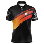 Blisscorners Black and Orange gradient flame golf ball Men golf polo shirts custom mens golf clothes, golfer gifts LM3006