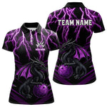Blisscorners Black & Purple Lightning Thunder Dragon Bowling Shirt For Men Custom Dragon Bowling Team Shirt Uniform