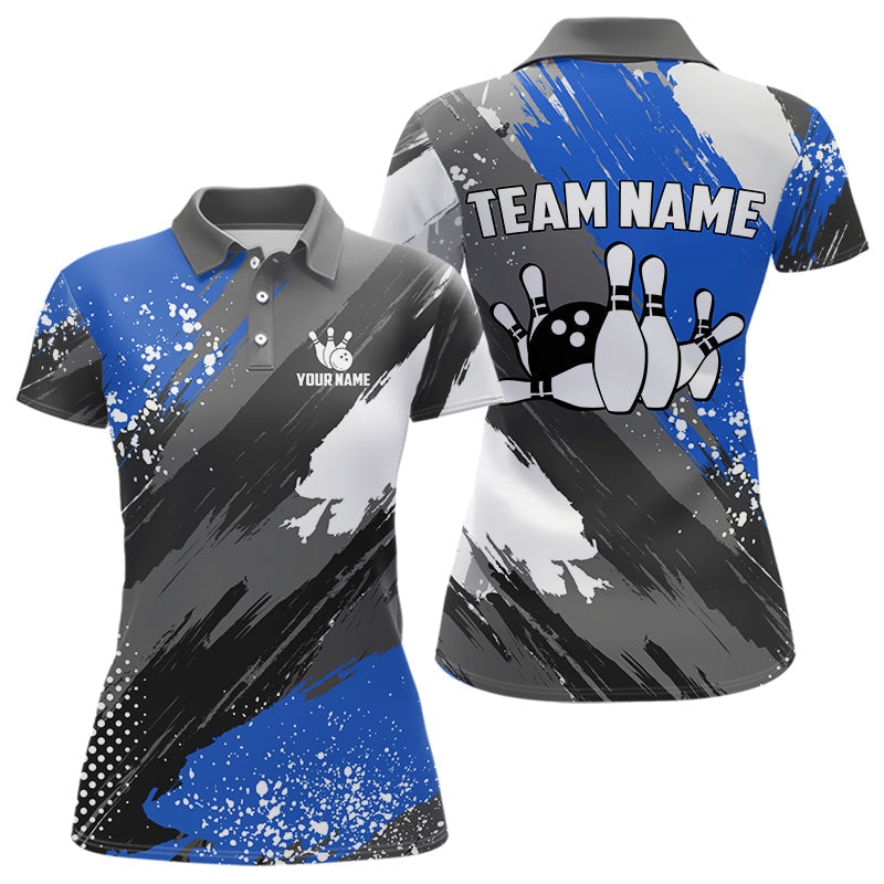 Blisscorners Blue Grunge pattern Bowling Team Shirt For Men Custom Bowling jersey Uniform Bowler Outfits