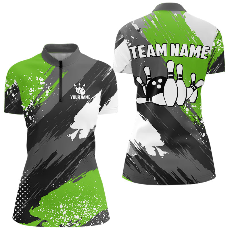 Blisscorners Green Grunge pattern Bowling Team Shirt For Men Custom Bowling jersey Uniform Bowler Outfits