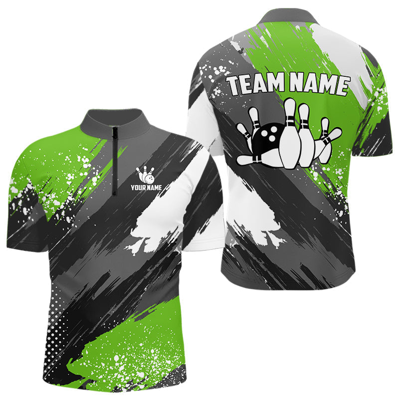 Blisscorners Green Grunge pattern Bowling Team Shirt For Men Custom Bowling jersey Uniform Bowler Outfits