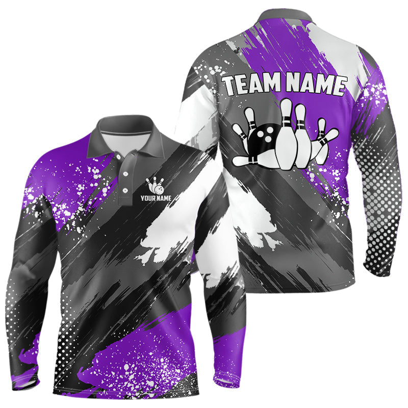 Blisscorners Purple Grunge pattern Bowling Team Shirt For Men Custom Bowling jersey Uniform Bowler Outfits