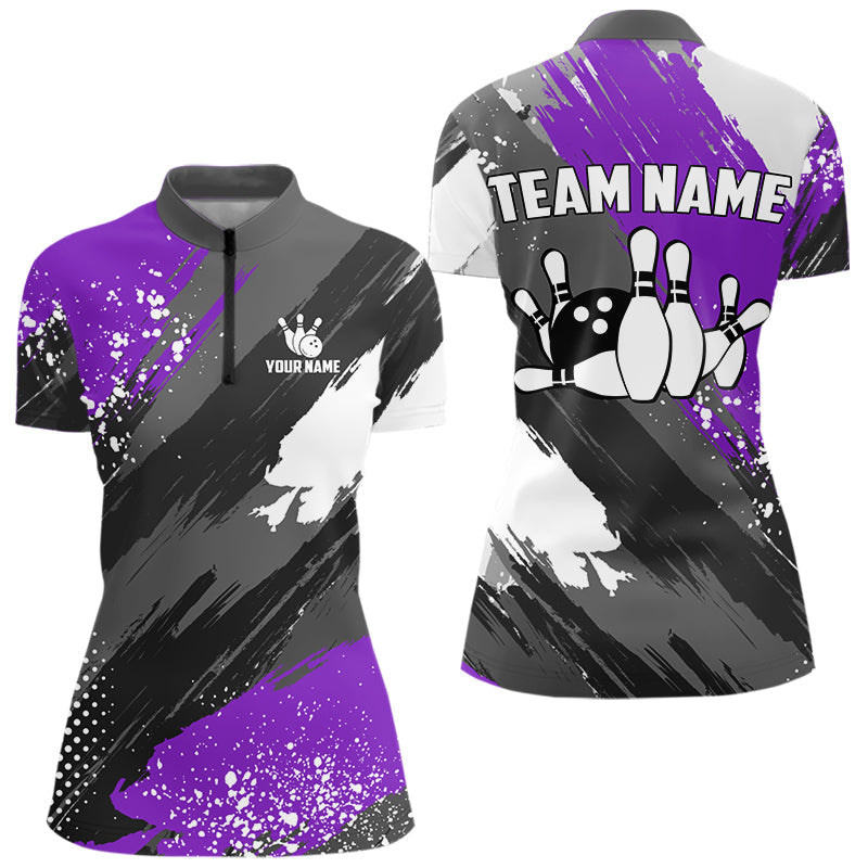 Blisscorners Purple Grunge pattern Bowling Team Shirt For Men Custom Bowling jersey Uniform Bowler Outfits