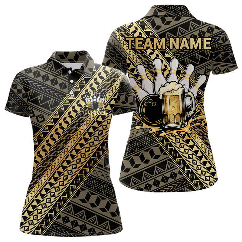 Blisscorners Yellow and Black tribal pattern Bowling and Beer shirts for men custom Team Bowling jerseys outfit MT2904