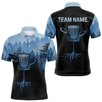 Blisscorners Black and Blue forest camo Mens Disc golf polo shirts Custom team disc golf wear, disc golf outfit LM1506