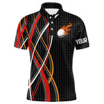 Blisscorners Mens Golf polo shirts flame golf ball sport Custom golf outfit for men, unique golf gifts | Black LM1506