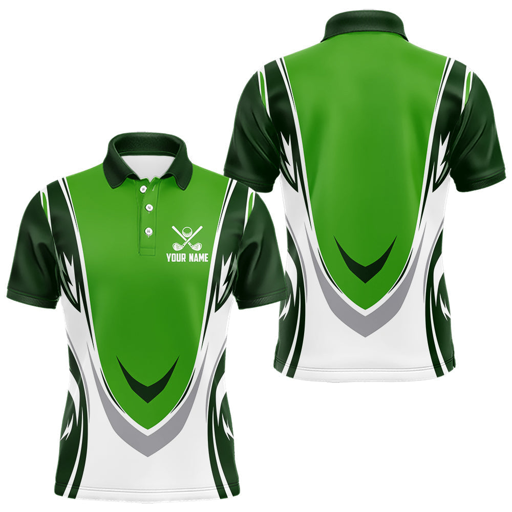 Blisscorners Green and white Mens golf polo shirts custom golf attire for men, gifts for golf lovers LM1506