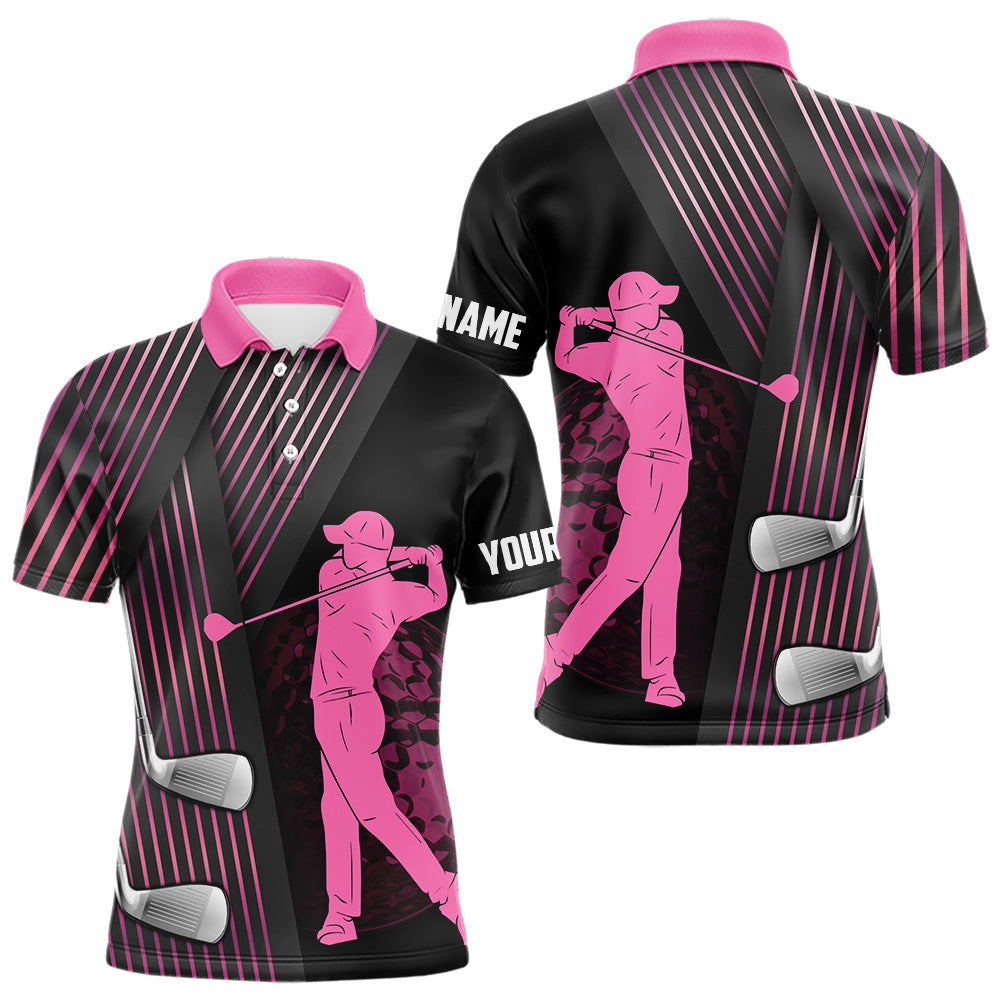 Blisscorners Black and pink Mens golf polo shirts custom golf clubs team golf shirts, golf tops for men LM2206