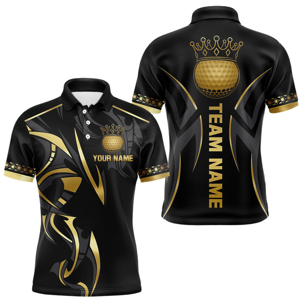 Blisscorners Black and Gold crown Men golf polo shirts Custom Golf Team jerseys, cool golf gifts LM2206