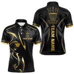 Blisscorners Black and Gold crown Disc golf polo shirts for Mens Custom Disc Golf Team jerseys, disc golf gifts LM3006