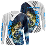 Blisscorners Blue and White Camo Largemouth Bass fishing Custom name sun protection Bass fishing team jerseys LM0607