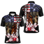 Blisscorners American Flag Dragon Bowling Polo, Quarter Zip Shirts for Men Custom patriotic Team Bowling jersey LM2007