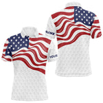 Blisscorners Red, White and Blue American Flag Men golf polo shirts custom men's patriotic golf apparel LM3006