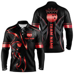 Blisscorners Black and Red crown Bowling ball Polo, Quarter Zip Shirts for Men Custom Bowling Team jerseys