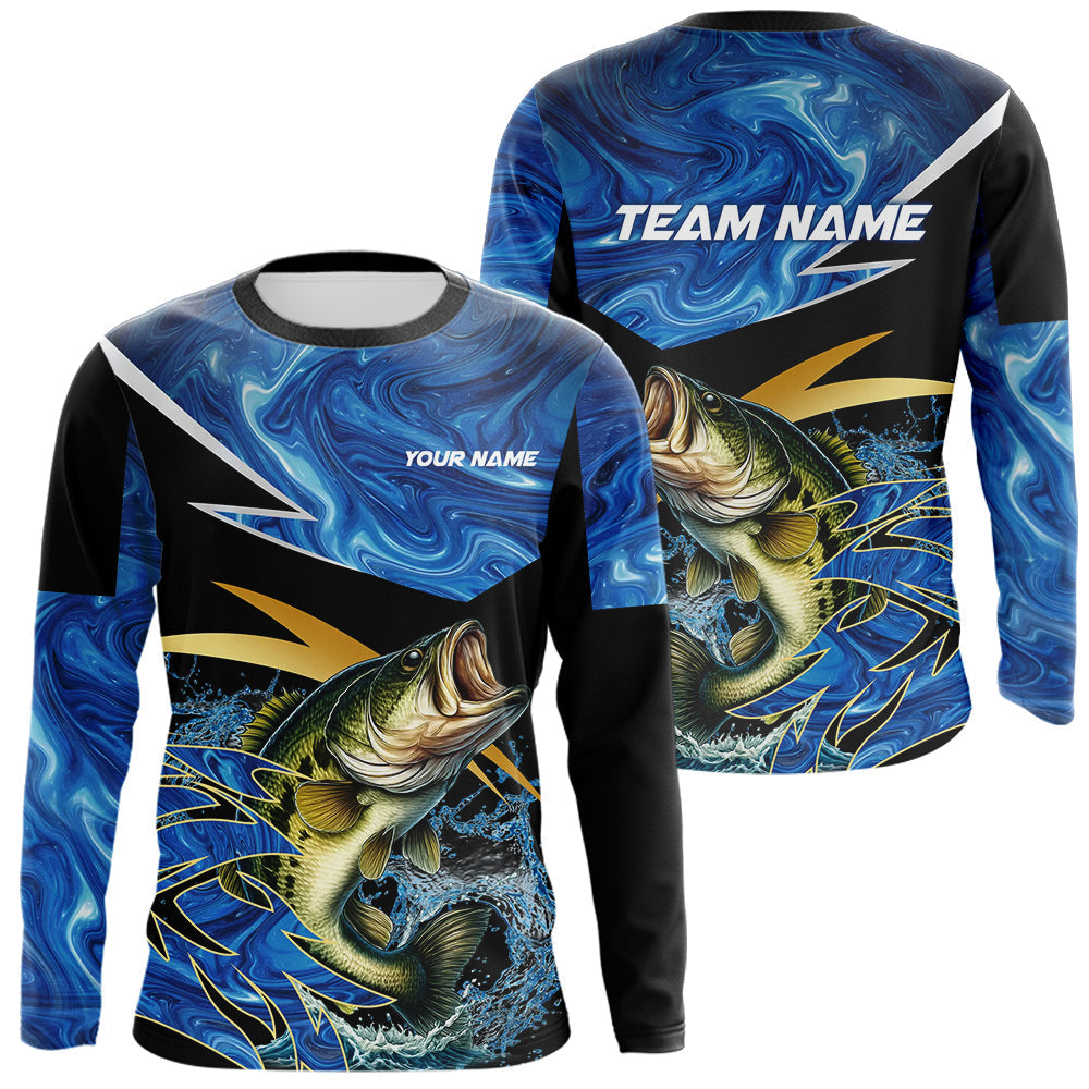 Blisscorners Largemouth Bass fishing Blue Camo Custom sun protection Bass fishing jerseys, Bass fishing appare LM0607