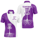 Blisscorners White and Purple Mens Disc golf polo shirts Custom name disc golf clothing for team LM1506