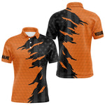 Blisscorners Personalized Mens golf polo shirts custom orange golf ball skin black American flag mens golf apparel LM1506