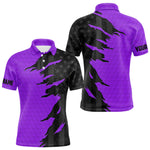 Blisscorners Personalized Mens golf polo shirts custom purple golf ball skin black American flag mens golf apparel LM1506