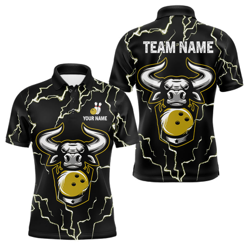 Blisscorners Bowling Bull Thunder Lightning Black & Yellow Bowling shirt for men custom Bowling Team League Jersey LM0901