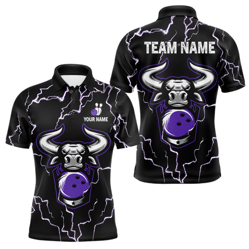 Blisscorners Bowling Bull Thunder Lightning Black & Purple Bowling shirt for men custom Bowling Team League Jersey LM0901