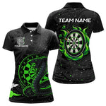 Blisscorners Black And Green Cobra Snake Darts Polo, Quarter Zip Shirts For Men Custom Name Darts Team JerseysÂ 