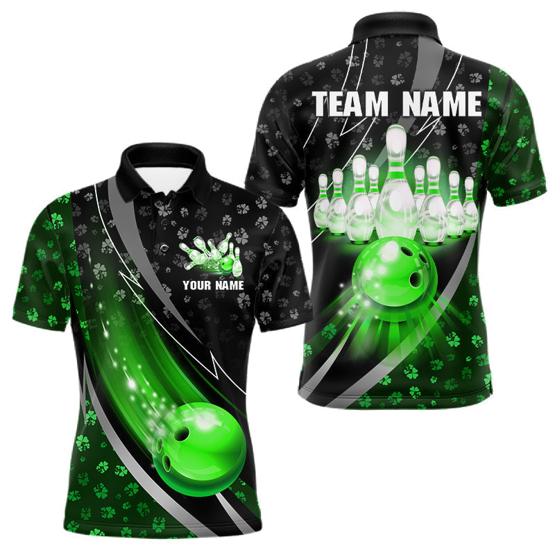 Blisscorners Black and Green Shamrock pattern Bowling Shirts for Men Custom St Patrick Team Bowling jerseys LM2201
