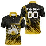 Blisscorners Black And Gold Custom Bowling Polo, Quarter Zip Shirts For Men, Bowling Team League Jersey