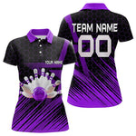Blisscorners Black And Purple Custom Bowling Polo, Quarter Zip Shirts For Men, Bowling Team League Jersey