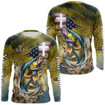 Blisscorners Walleye Fishing Scales Camo American Flag Faith patriotic Custom UV protection long sleeves shirts LM0607
