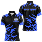 Blisscorners Black and Blue Flame Bowling shirts for Men Custom team bowling jerseys, mens bowling apparel LM1307