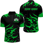 Blisscorners Black and Green Flame Bowling shirts for Men Custom team bowling jerseys, mens bowling apparelLM1307