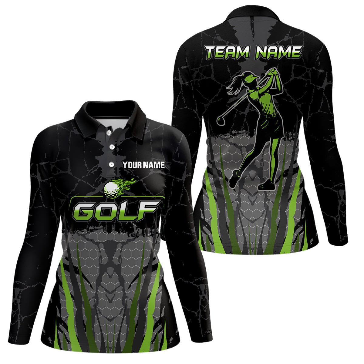 Blisscorners Black Camo Mens golf polo shirts custom golf attire for mens, golfing gifts | Green