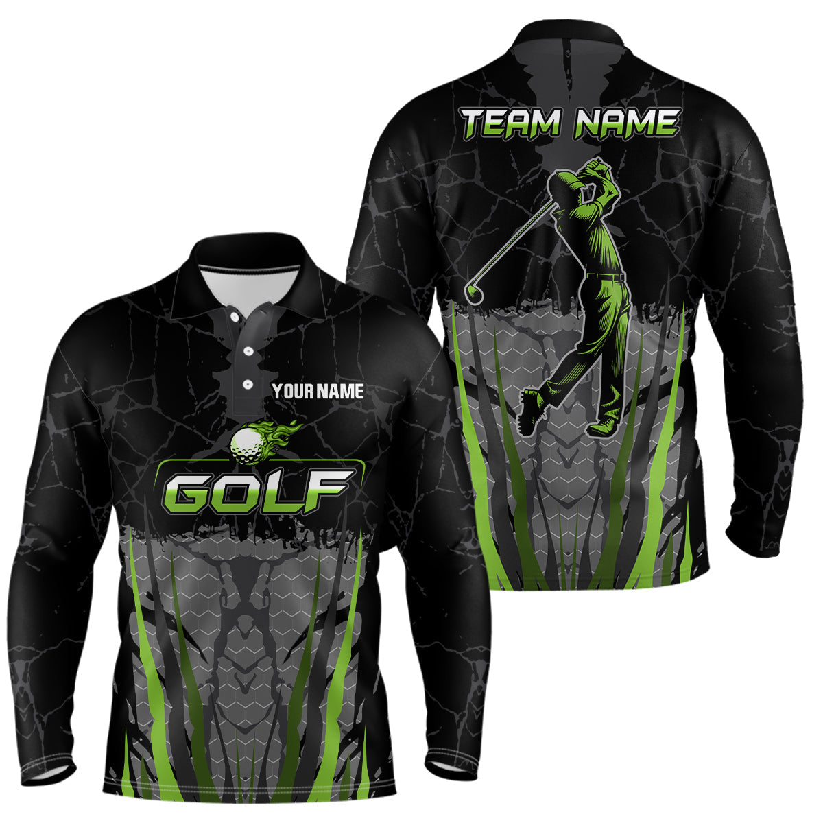 Blisscorners Black Camo Mens golf polo shirts custom golf attire for mens, golfing gifts | Green