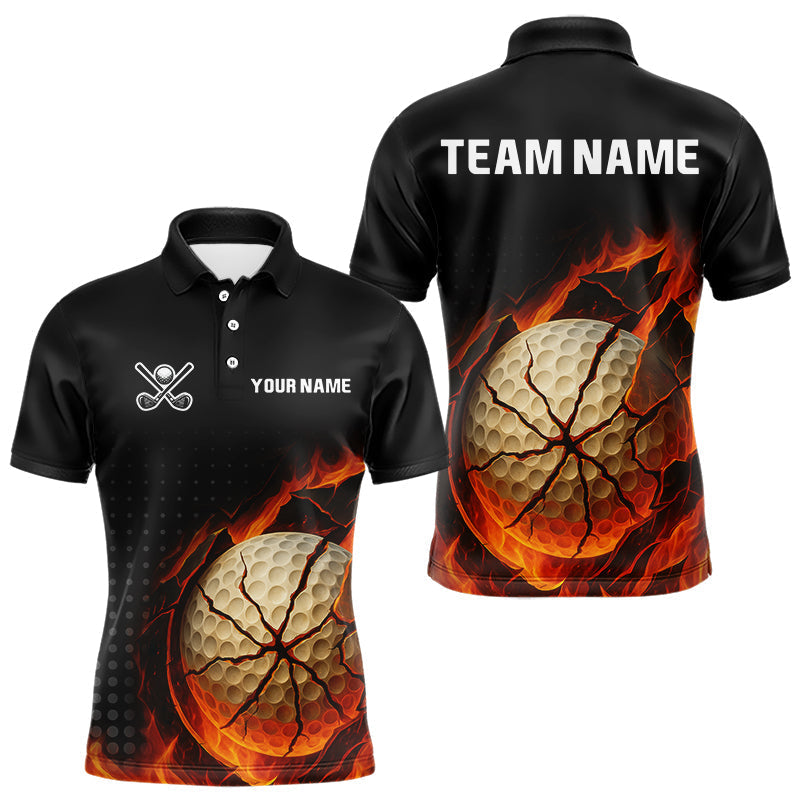 Blisscorners Flame Broken Golf Ball Custom Men golf polo shirt, personalized cool golf outfit for men LM2206