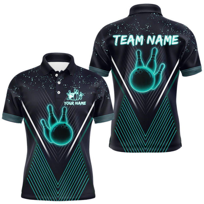 Blisscorners Bowling polo, quarter zip shirt for Men custom team bowling jersey, gift for bowlers | Turquoise LM1307