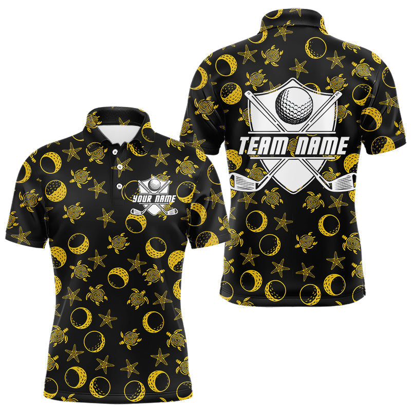 Blisscorners Black and Gold golf pattern Men golf polo shirts Custom best mens golf wear, personalized golf gifts LM3006