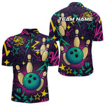 Blisscorners Custom purple graffiti pattern funny Bowling shirts for Men, bowling team league jerseys with Name LM1307