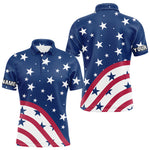 Blisscorners Red, White and Blue stars pattern Men golf polo shirts Custom American Flag patriotic mens golf top LM3006
