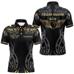 Blisscorners Personalized Black And Gold tribal pattern Bowling Shirts For Men, angel wings Bowling Team jerseys LM2007