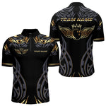 Blisscorners Personalized Black And Gold tribal pattern Bowling Shirts For Men, angel wings Bowling Team jerseys LM2007