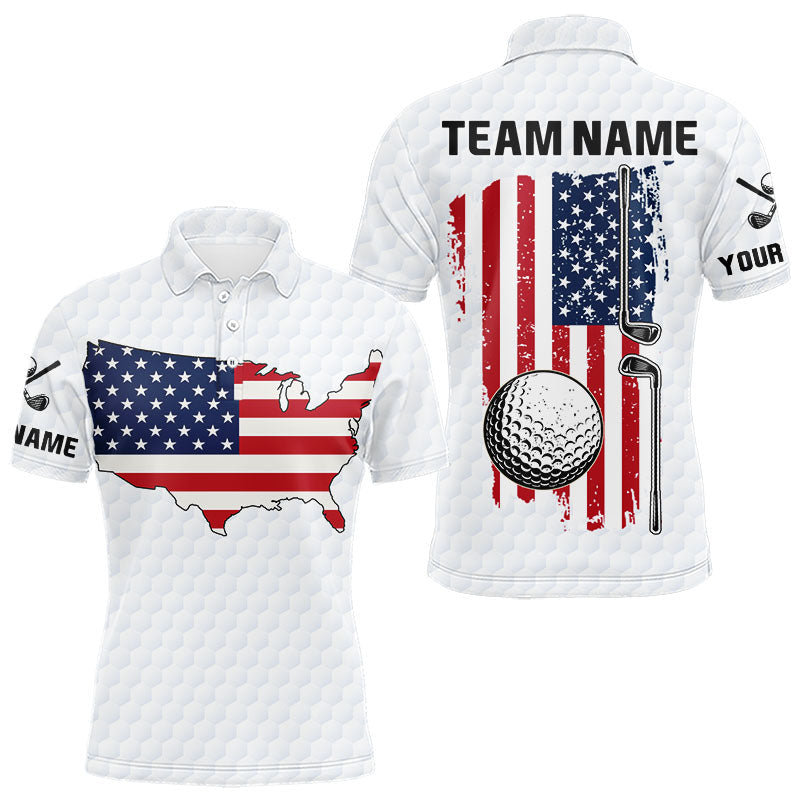 Blisscorners Personalized American Flag Men golf polo shirts Custom Patriotic Golf outfit For men LM3006