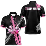 Maxxcorners Black and pink ribbon Breast Cancer Awareness Bowling Shirts For Men custom team bowling jerseys MT0307