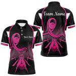 Maxxcorners Breast Cancer Awareness Bowling Shirts For Men custom Black and pink ribbon team bowling jerseys MT0307