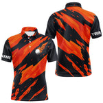 Blisscorners Black and Orange Flame Golf polo shirts for mens Custom mens golf outfit, personalized golf gifts LM1506